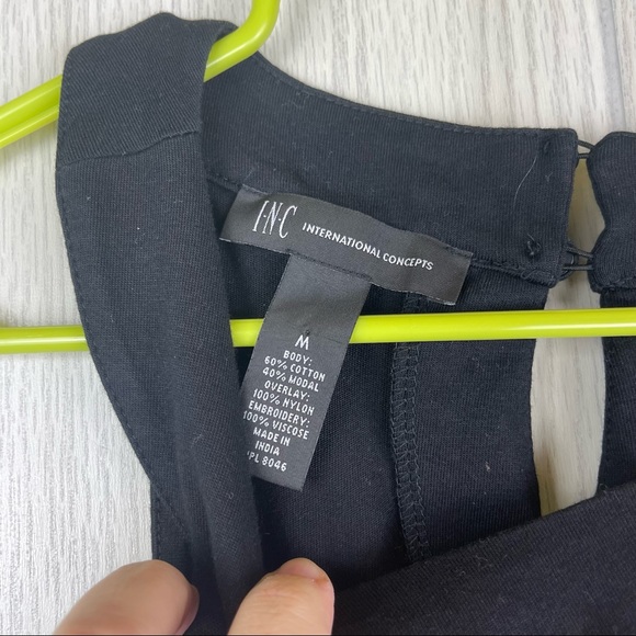 INC International Concepts Embroidered Mesh Overlay Key Hole Sheath Dress - Picture 2 of 6